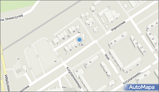 Koszalin, Wąwozowa, 3e, mapa Koszalina