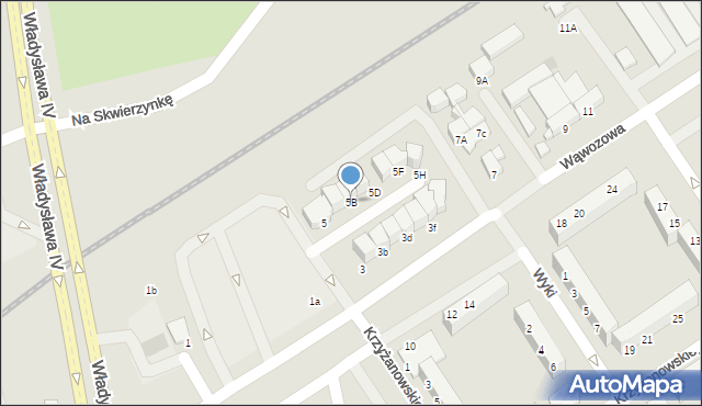 Koszalin, Wąwozowa, 5B, mapa Koszalina