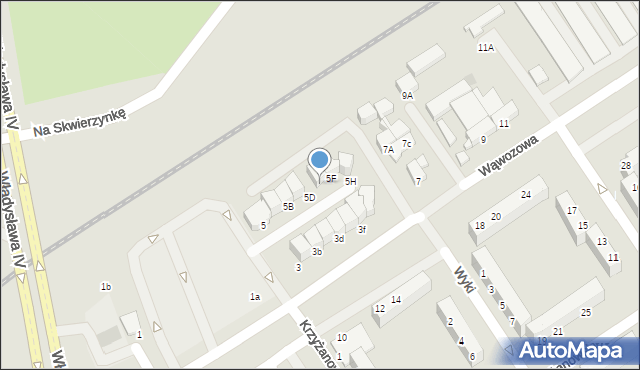 Koszalin, Wąwozowa, 5E, mapa Koszalina