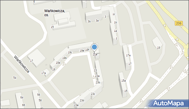 Koszalin, Wańkowicza Melchiora, 21a, mapa Koszalina
