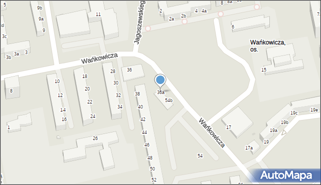 Koszalin, Wańkowicza Melchiora, 36a, mapa Koszalina