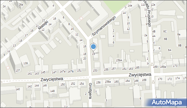 Koszalin, Waryńskiego Ludwika, 13, mapa Koszalina