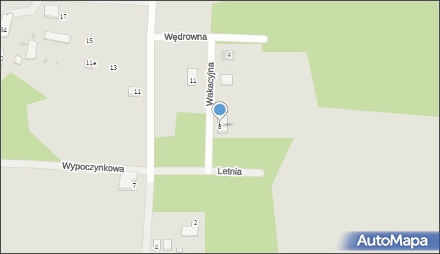 Koszalin, Wakacyjna, 8, mapa Koszalina