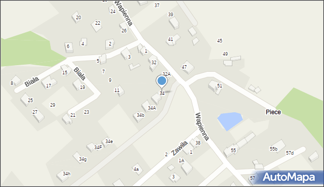 Kozy, Wapienna, 34, mapa Kozy