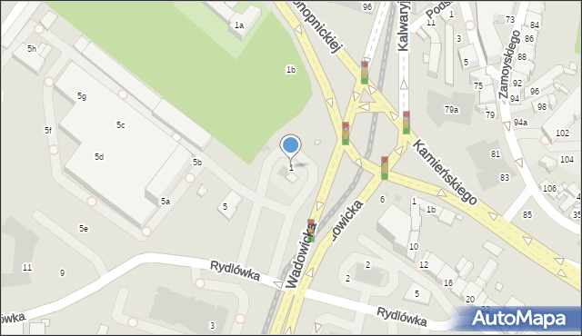 Kraków, Wadowicka, 1, mapa Krakowa