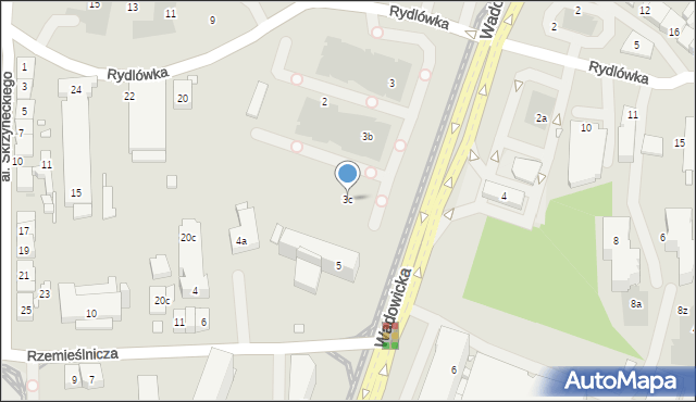 Kraków, Wadowicka, 3c, mapa Krakowa