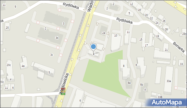 Kraków, Wadowicka, 4, mapa Krakowa