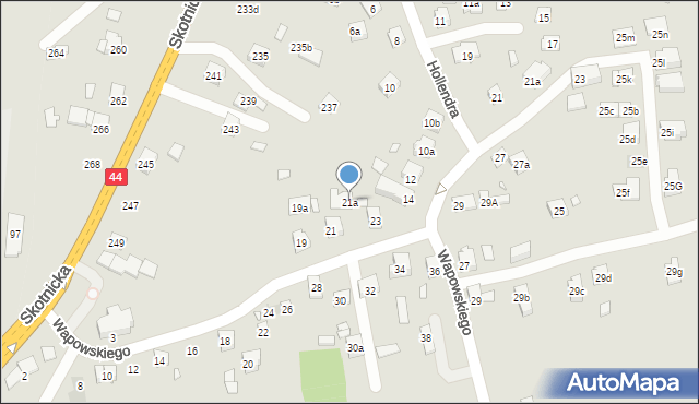 Kraków, Wapowskiego Bernarda, 21a, mapa Krakowa