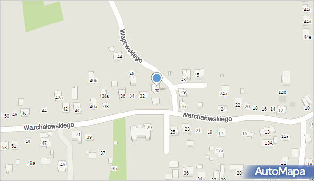 Kraków, Warchałowskiego Edwarda, prof., 30, mapa Krakowa