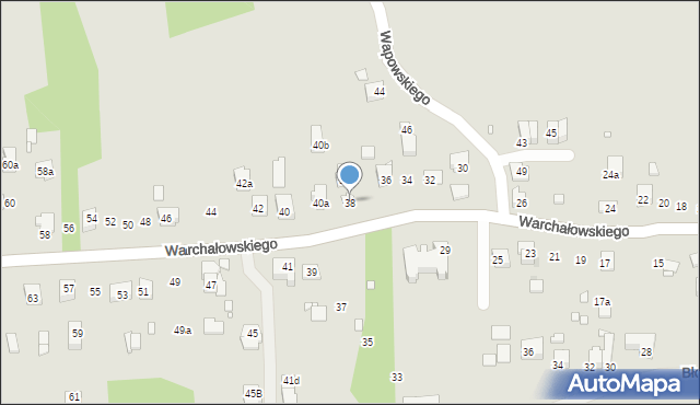 Kraków, Warchałowskiego Edwarda, prof., 38, mapa Krakowa