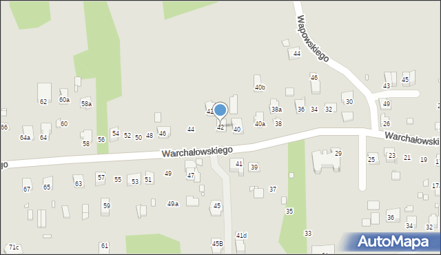 Kraków, Warchałowskiego Edwarda, prof., 42, mapa Krakowa