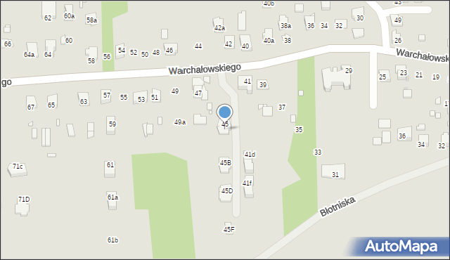 Kraków, Warchałowskiego Edwarda, prof., 45A, mapa Krakowa