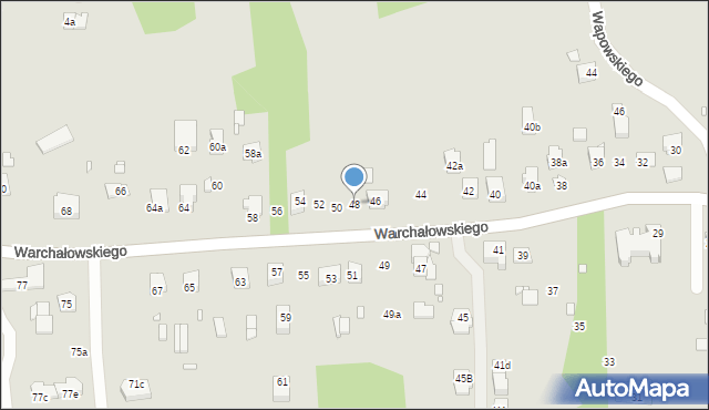 Kraków, Warchałowskiego Edwarda, prof., 48, mapa Krakowa