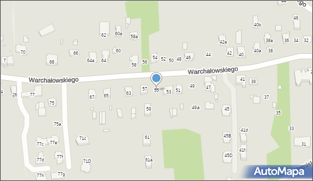 Kraków, Warchałowskiego Edwarda, prof., 55, mapa Krakowa