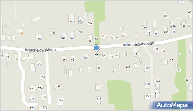 Kraków, Warchałowskiego Edwarda, prof., 57, mapa Krakowa