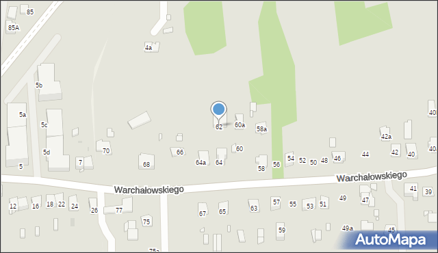 Kraków, Warchałowskiego Edwarda, prof., 62, mapa Krakowa