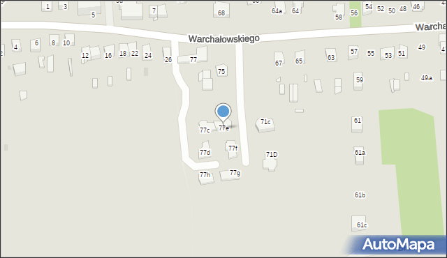 Kraków, Warchałowskiego Edwarda, prof., 77e, mapa Krakowa