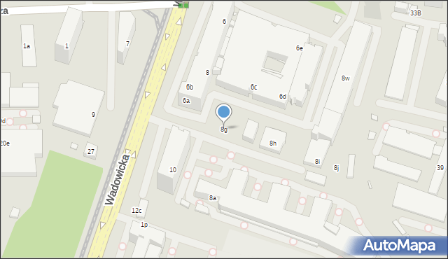 Kraków, Wadowicka, 8g, mapa Krakowa