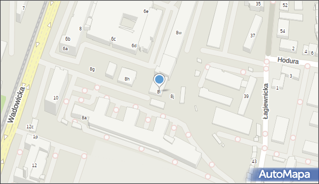 Kraków, Wadowicka, 8i, mapa Krakowa