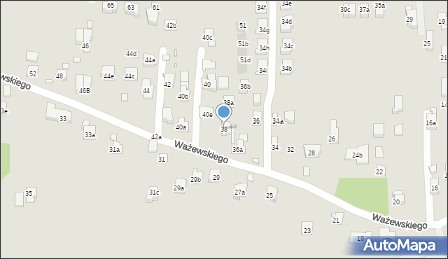 Kraków, Ważewskiego Tadeusza, 38, mapa Krakowa