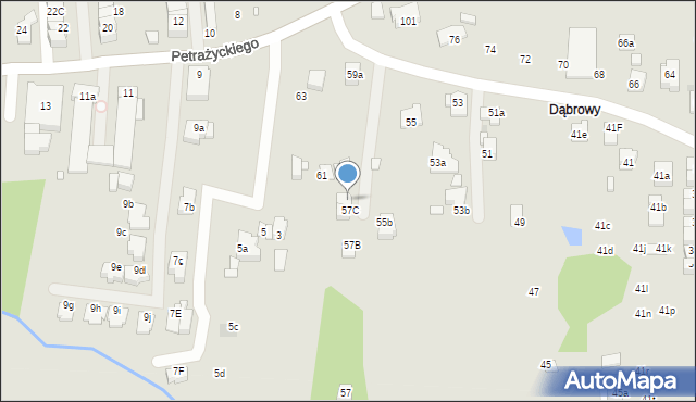 Kraków, Ważewskiego Tadeusza, 57D, mapa Krakowa