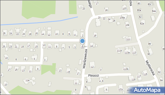 Kraków, Warszewicza Józefa, 21, mapa Krakowa