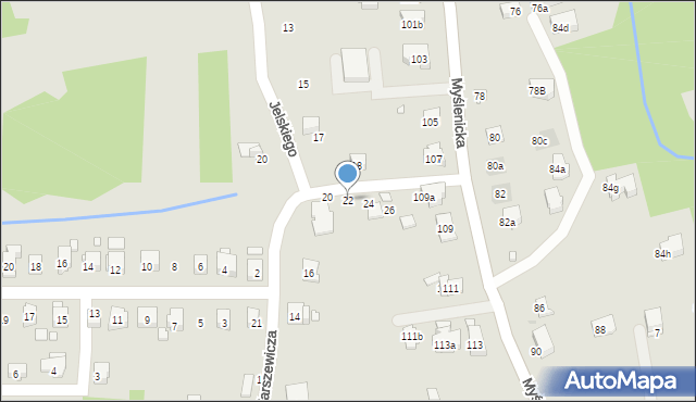 Kraków, Warszewicza Józefa, 22, mapa Krakowa