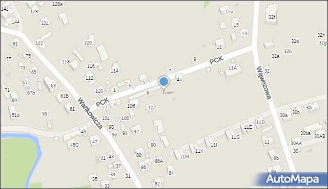 Kraków, Wańkowicza Melchiora, 106a, mapa Krakowa