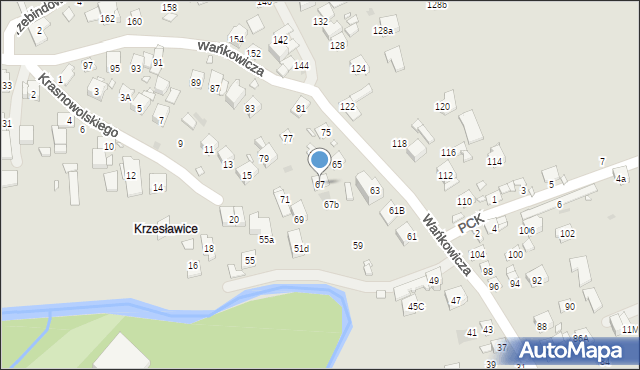 Kraków, Wańkowicza Melchiora, 67, mapa Krakowa