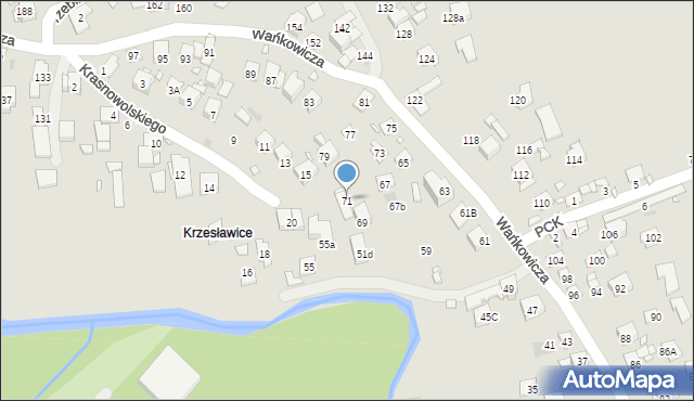 Kraków, Wańkowicza Melchiora, 71, mapa Krakowa