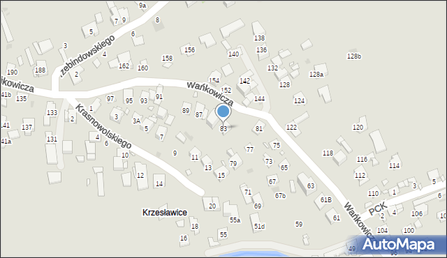 Kraków, Wańkowicza Melchiora, 83, mapa Krakowa