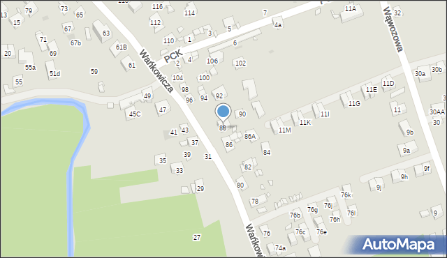 Kraków, Wańkowicza Melchiora, 88, mapa Krakowa