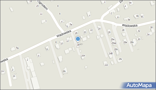 Kraków, Wadowska, 16, mapa Krakowa