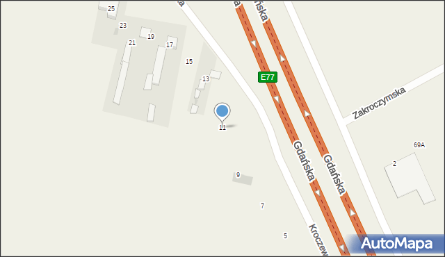 Kroczewo, Warszawska, 11, mapa Kroczewo