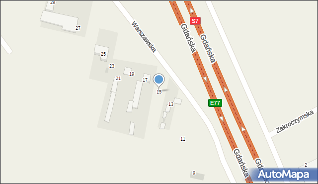 Kroczewo, Warszawska, 15, mapa Kroczewo