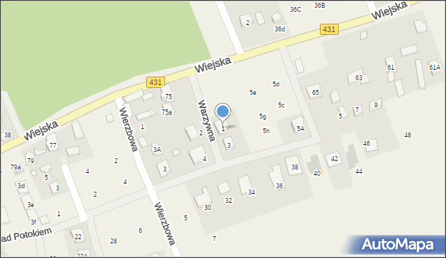 Krosinko, Warzywna, 1, mapa Krosinko