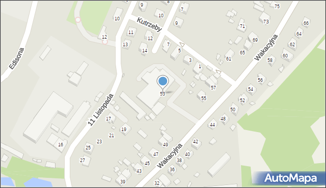 Krosno Odrzańskie, Wakacyjna, 53, mapa Krosno Odrzańskie