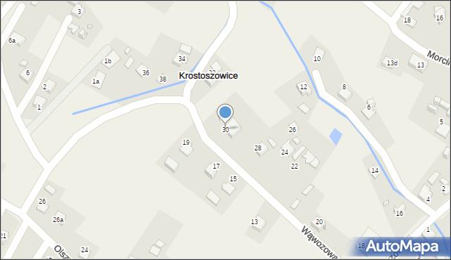 Krostoszowice, Wąwozowa, 30, mapa Krostoszowice