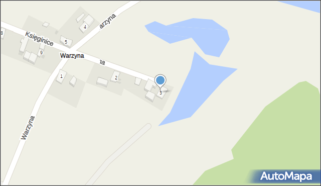 Księginice, Warzyna, 3, mapa Księginice