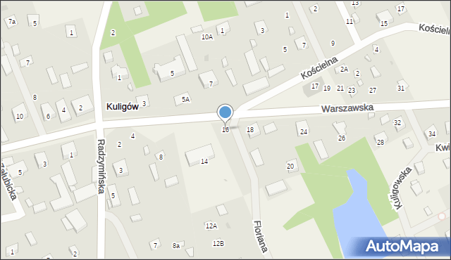 Kuligów, Warszawska, 16, mapa Kuligów