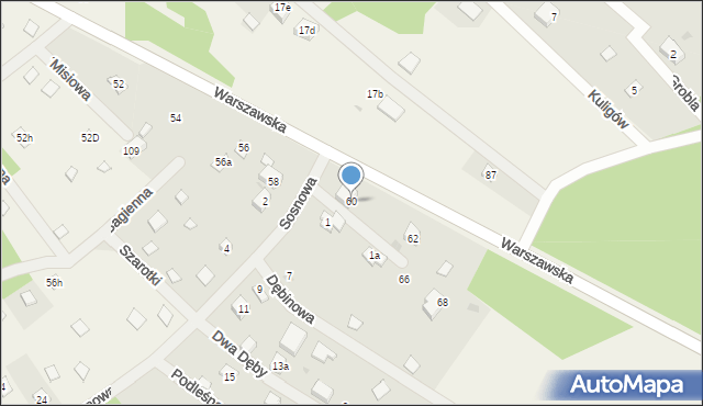 Kuligów, Warszawska, 60, mapa Kuligów