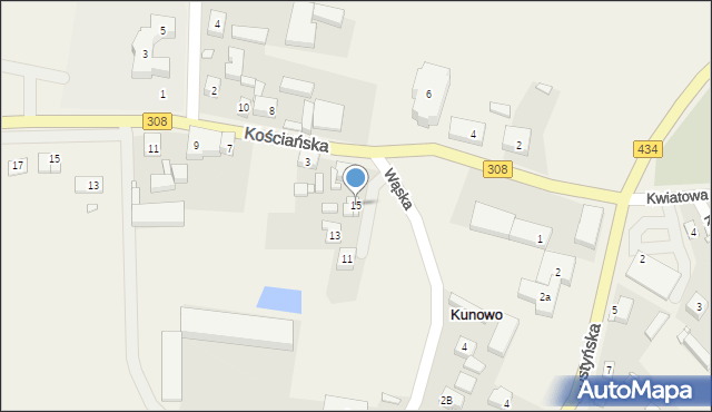 Kunowo, Wąska, 15, mapa Kunowo