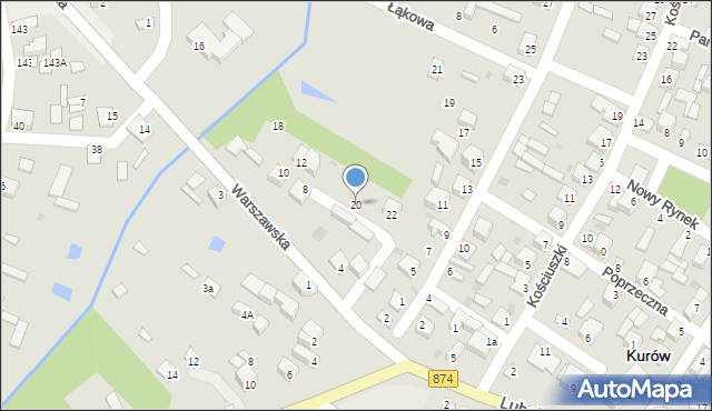 Kurów, Warszawska, 20, mapa Kurów