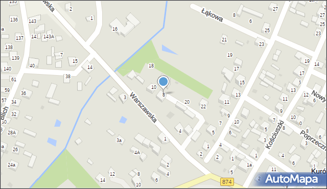 Kurów, Warszawska, 8, mapa Kurów