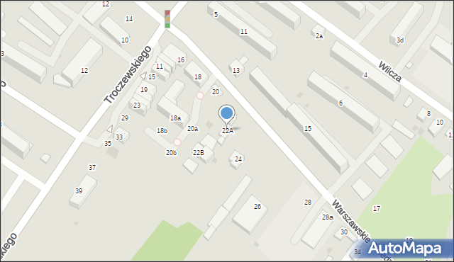 Kutno, Warszawskie Przedmieście, 22A, mapa Kutno