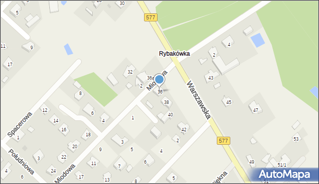 Łąck, Warszawska, 36, mapa Łąck