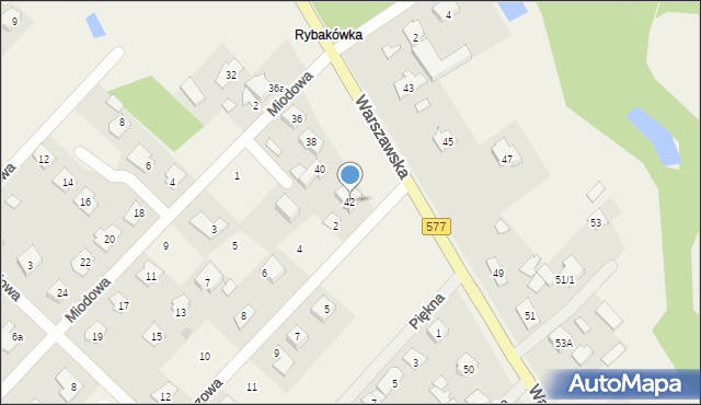 Łąck, Warszawska, 42, mapa Łąck