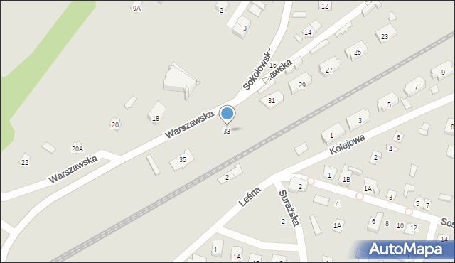 Łapy, Warszawska, 33, mapa Łapy
