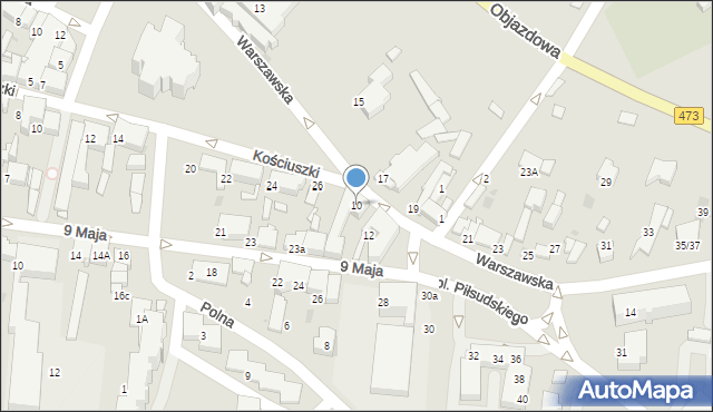 Łask, Warszawska, 10, mapa Łask