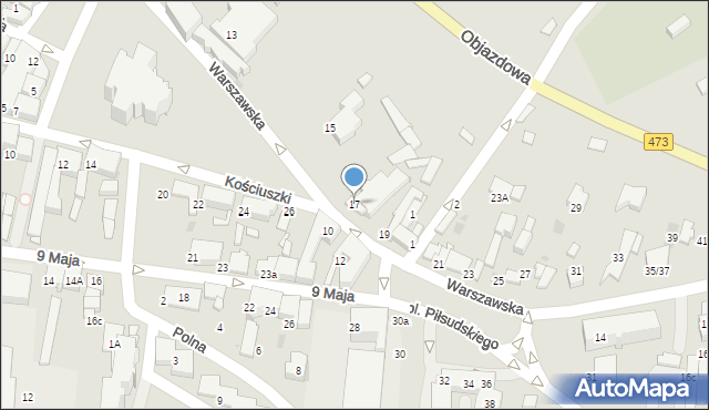 Łask, Warszawska, 17, mapa Łask